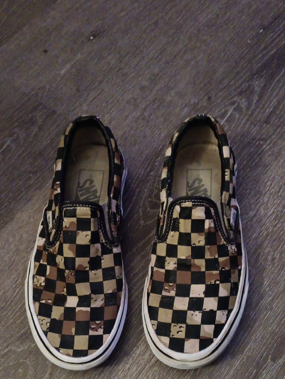 Vans Womens Camo Desert Slip-On Sneakers - Black & Brown